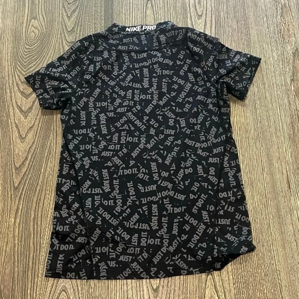 Nike Pro Dri-Fit Youth Boys Just Do It All Over Print Top Black/Gray Size M